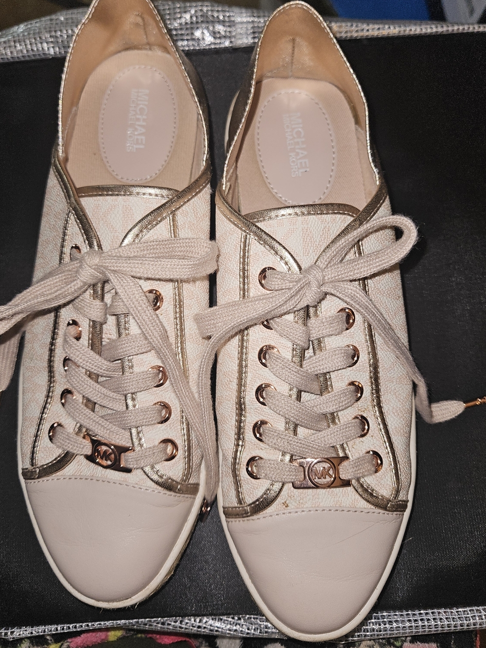 MICHAEL Michael Kors Blush Pink and Rose Gold Lace-Up Sneakers